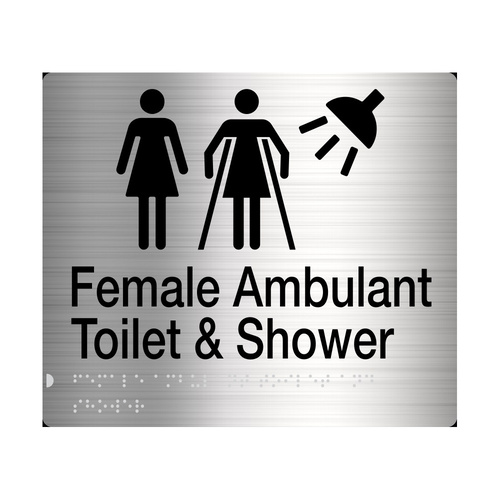 Tim The Sign Man Female / Female Ambulant Toilet & Shower Sign Braille Stainless Steel FFATSSS