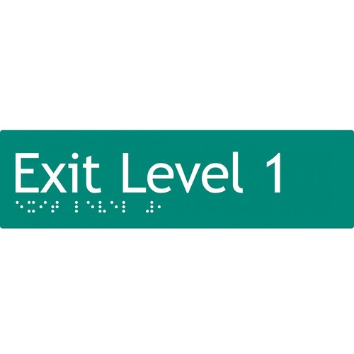 AS1428 Compliant Exit Sign L1 GREEN Level 1 Braille 180x50x3mm