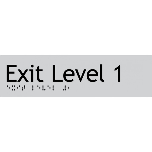 AS1428 Compliant Exit Sign L1 SILVER Level 1 Braille 180x50x3mm