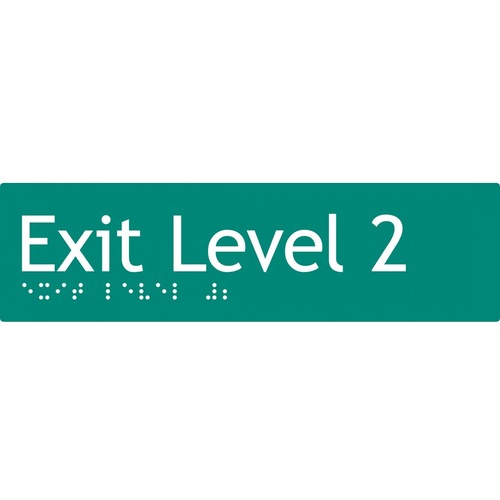 AS1428 Compliant Exit Sign L2 GREEN Level 2 Braille 180x50x3mm