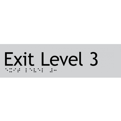 AS1428 Compliant Exit Sign L3 SILVER Level 3 Braille 180x50x3mm