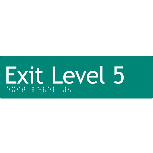 AS1428 Compliant Exit Sign L5 GREEN Level 5 Braille 180x50x3mm