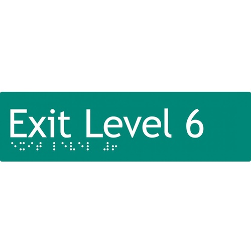 AS1428 Compliant Exit Sign L6 GREEN Level 6 Braille 180x50x3mm