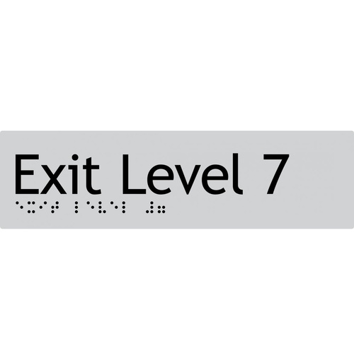 AS1428 Compliant Exit Sign L7 SILVER Level 7 Braille 180x50x3mm