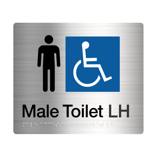Tim The Sign Man Male Disabled Toilet Left Hand Amenity Sign Braille Stainless Steel MDT/LH-SS