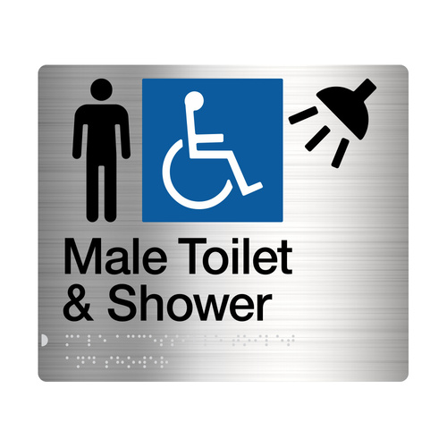 Tim The Sign Man Male Disabled Toilet & Shower Amenity Sign Braille Stainless Steel MDTS-SS