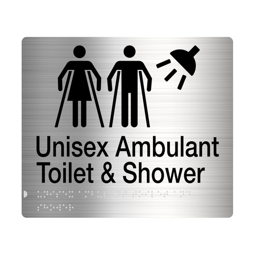 Tim The Sign Man Male Female Ambulant Toilet & Shower Sign Braille Stainless Steel MFATS-SS
