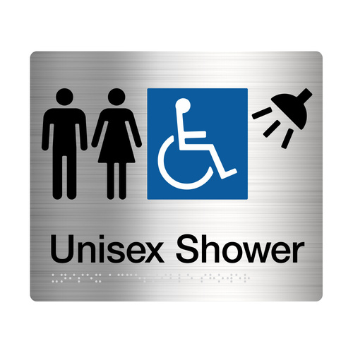 Tim The Sign Man Male / Female Disabled Shower Amenity Sign Braille Stainless Steel MFDS-SS