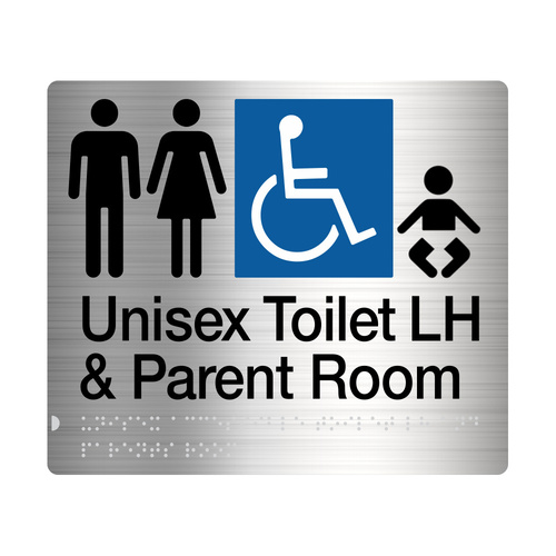 Tim The Sign Man Male Female Disabled Toilet & Parent Room Left Hand Stainless Steel MFDTP/LH-SS