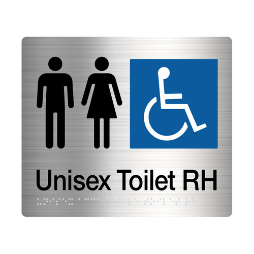 Tim The Sign Man Male / Female Disabled Toilet Right Hand Sign Braille Stainless Steel MFDTRH-SS
