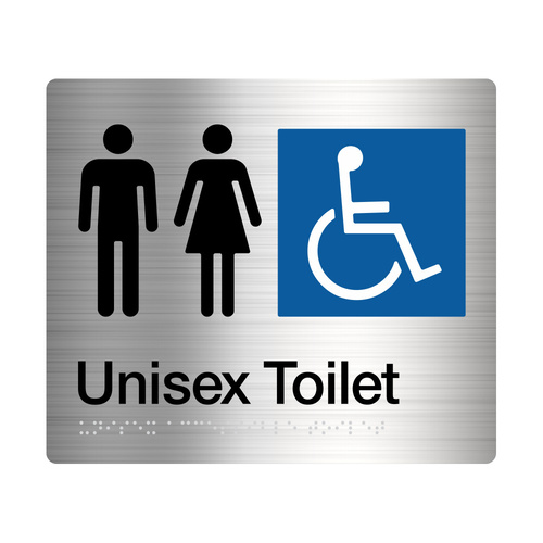 Tim The Sign Man Male / Female Disabled Toilet Amenity Sign Braille Stainless Steel MFDT-SS