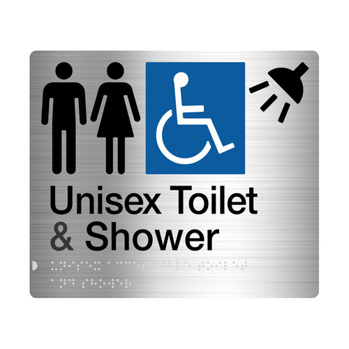Tim The Sign Man Male / Female Disabledtoilet & Shower Sign Braille Stainless Steel MFDTS-SS