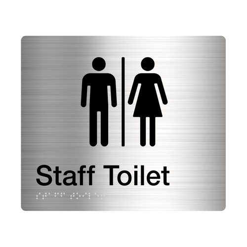 Tim The Sign Man Male / Female Staff Toilet Amenity Sign Braille Stainless Steel MFSTAFFT-SS
