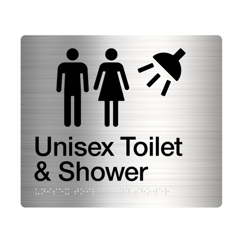 Tim The Sign Man Male / Female Toilet & Shower Amenity Sign Braille Stainless Steel MFTS-SS