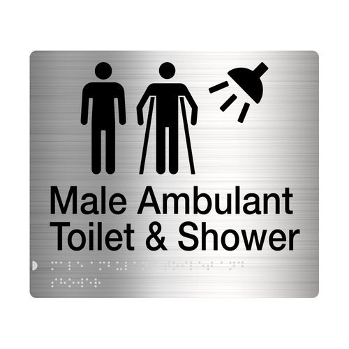 Tim The Sign Man Male Male Ambulant Toilet & Shower Sign Braille Stainless Steel MMATS-SS