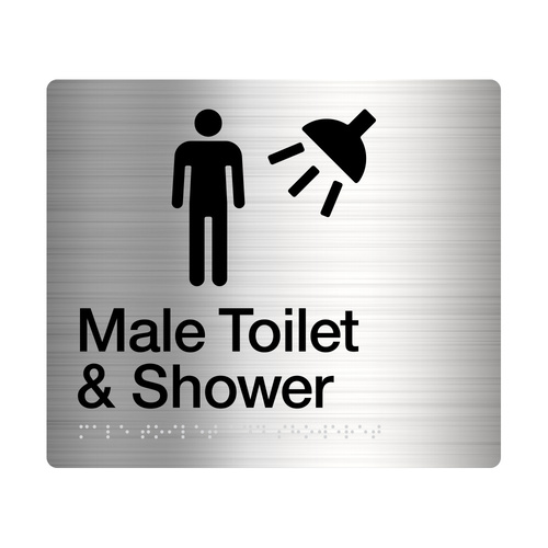Tim The Sign Man Male Toilet & Shower Amenity Sign Braille Stainless Steel MTS-SS