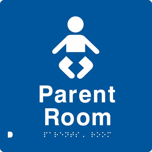 AS1428 Compliant Parent Room Sign Unisex Braille PR BLUE 180x180x3mm