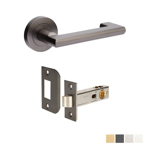 Zanda Epic Return Door Lever Handle on Round Rose Passage Set - Available in Various Finishes