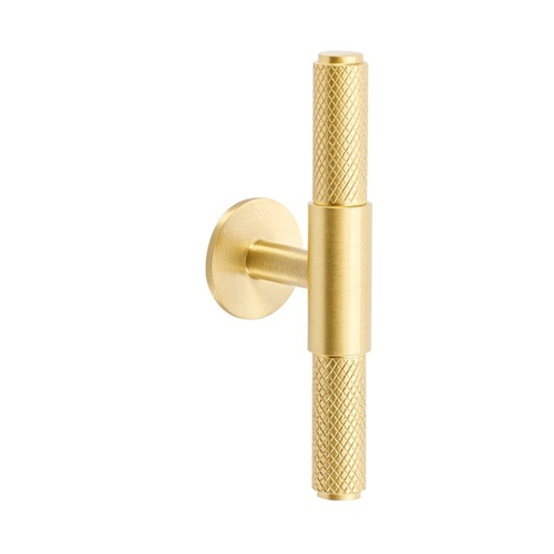 Zanda Zurich Knurled Cabinet T-Bar Handle Satin Brass 10697.SB