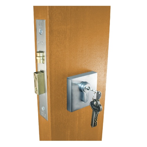 Zanda Square Roller Lock Kit w/ Single Cylinder (Key/Turn) Satin Chrome 11572.SC