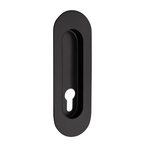 Zanda Oval Flush Pull Concealed Fix Euro Keyhole 120mm Matt Black 5241.E.BLK