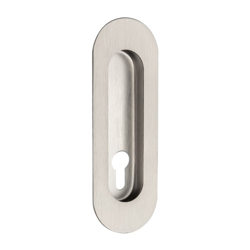 Zanda Oval Flush Pull Concealed Fix Euro Keyhole 120mm Stainless Steel 5241.E.SS