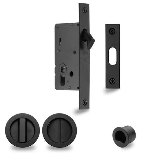 Zanda Visca Flush Pull Kit Privacy Set Matt Black for Sliding Door 8106BLK
