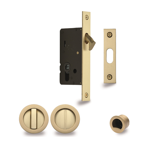 Zanda Visca Flush Pull Kit Privacy Set Satin Brass for Sliding Door 8106.SB