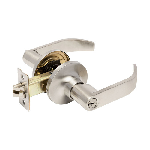 Zanda Zenith Door Handle Lever on Round Rose Entrance Set Brushed Nickel 9103.BN