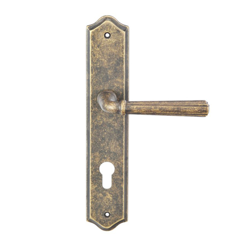 Zanda Copenhagen Longplate Entrance Set 70mm Key/Turn Rustic Brass 9418.4.RB