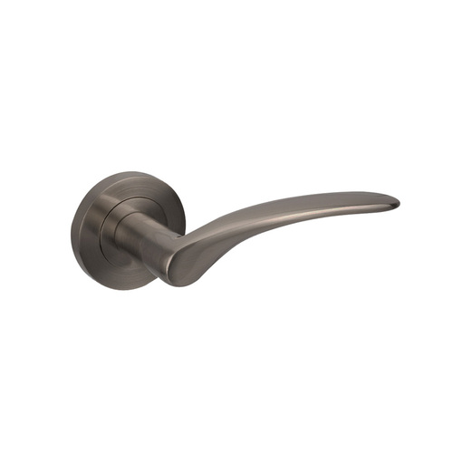 Zanda Apollo Door Handle Lever on Round Rose Graphite Nickel