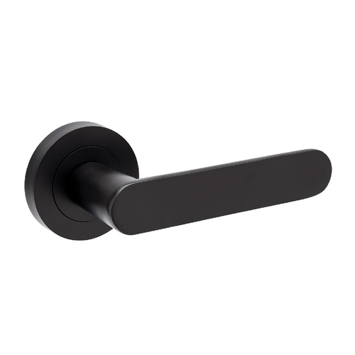 Zanda Duke Door Lever Handle on Round Rose Matt Black