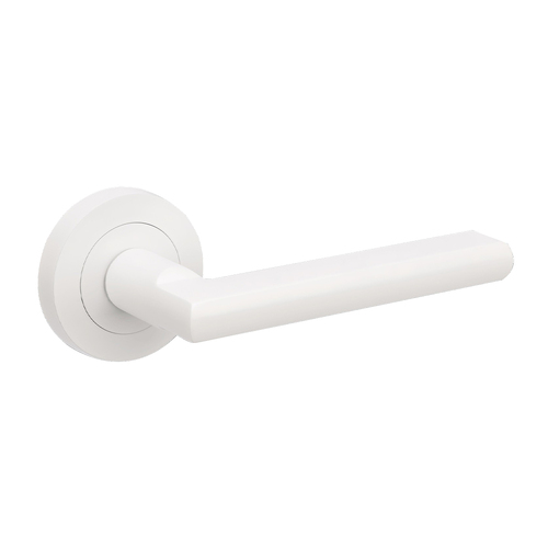 Zanda Epic Door Lever Handle on Round Rose Matt White