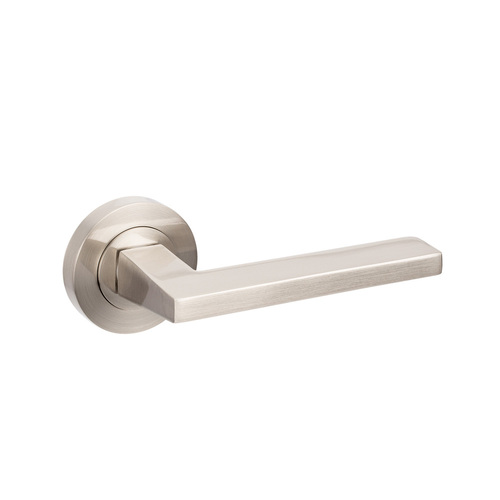Zanda Vector Door Handle Lever on Round Rose Lever Set Brushed Nickel