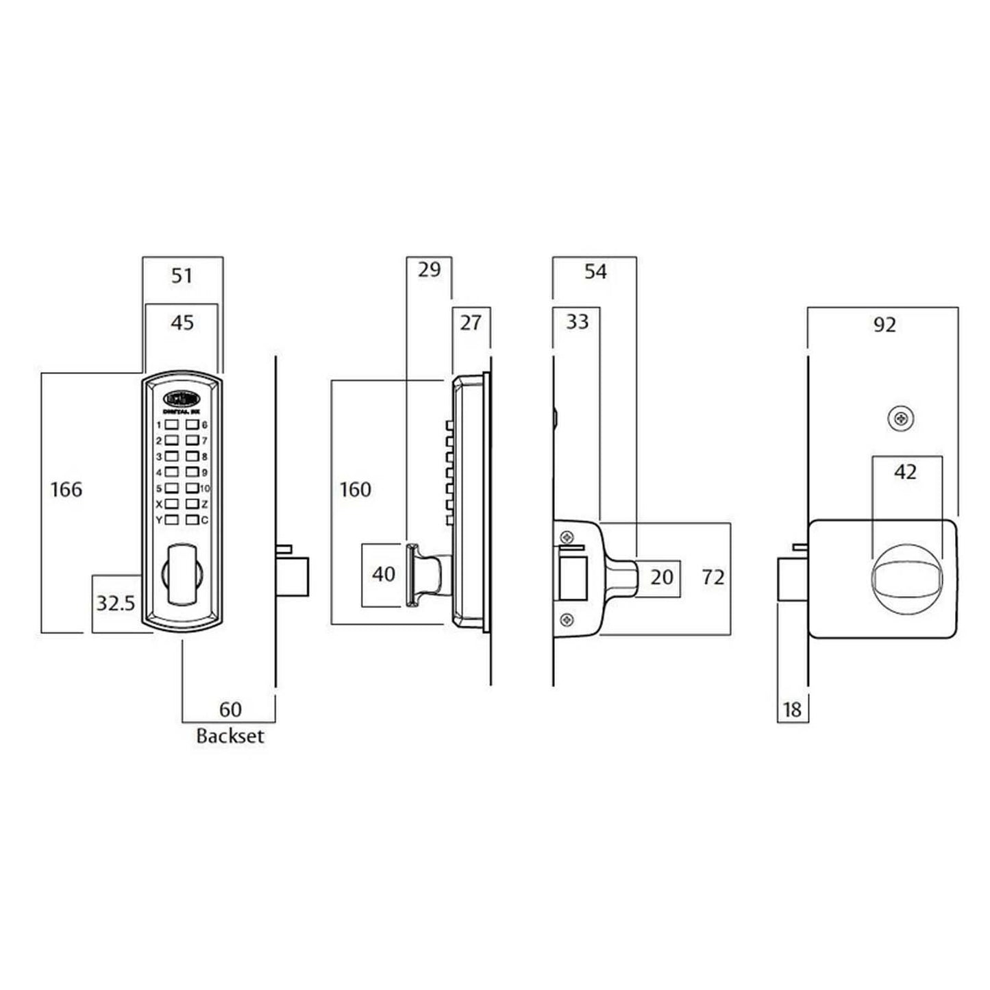 Lockwood 002 Digital Lock Set for Metal and Timber Doors