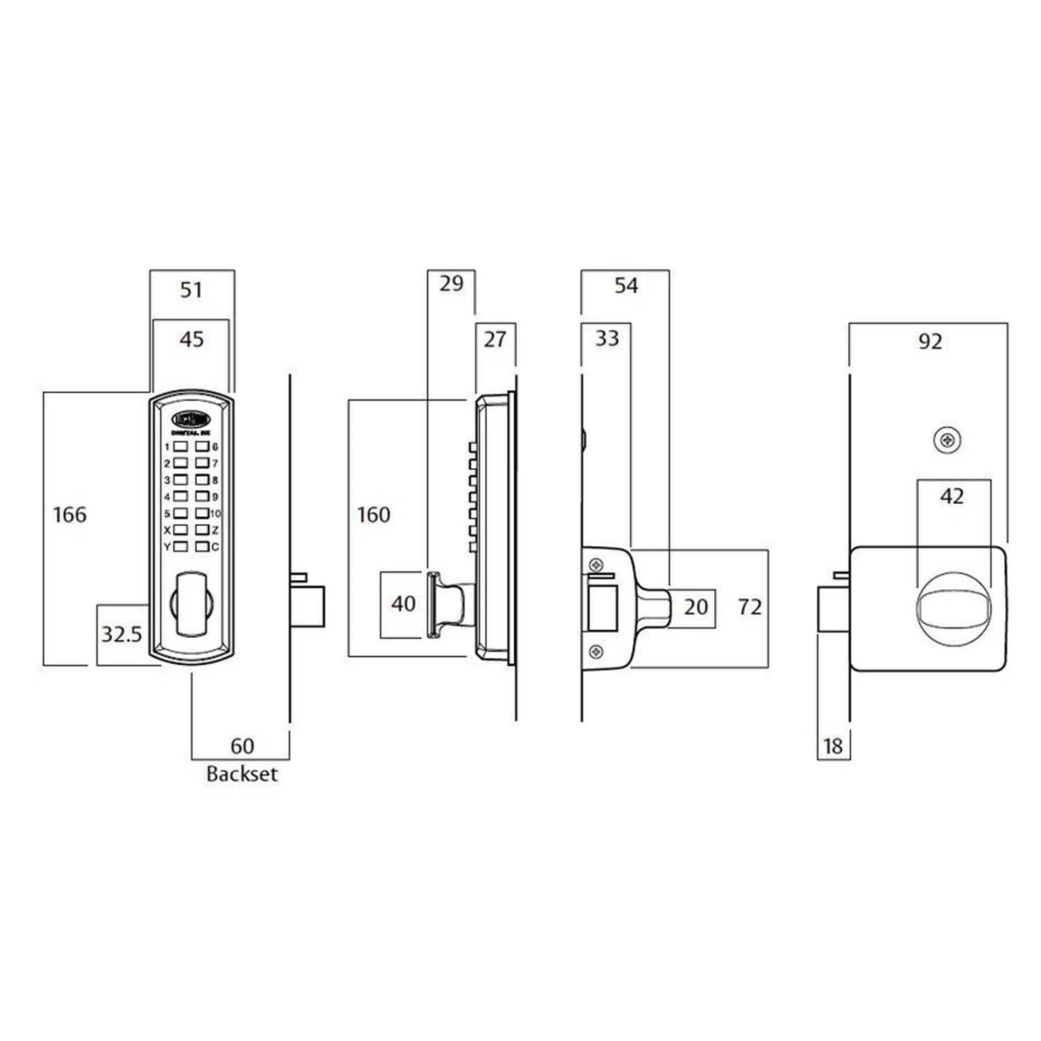Lockwood 002 Digital Lock Set for Metal and Timber Doors