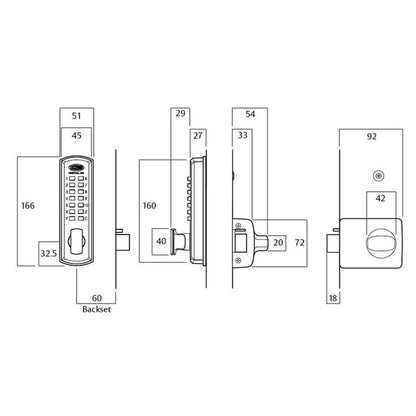 Lockwood 002 Digital Lock Set for Metal and Timber Doors