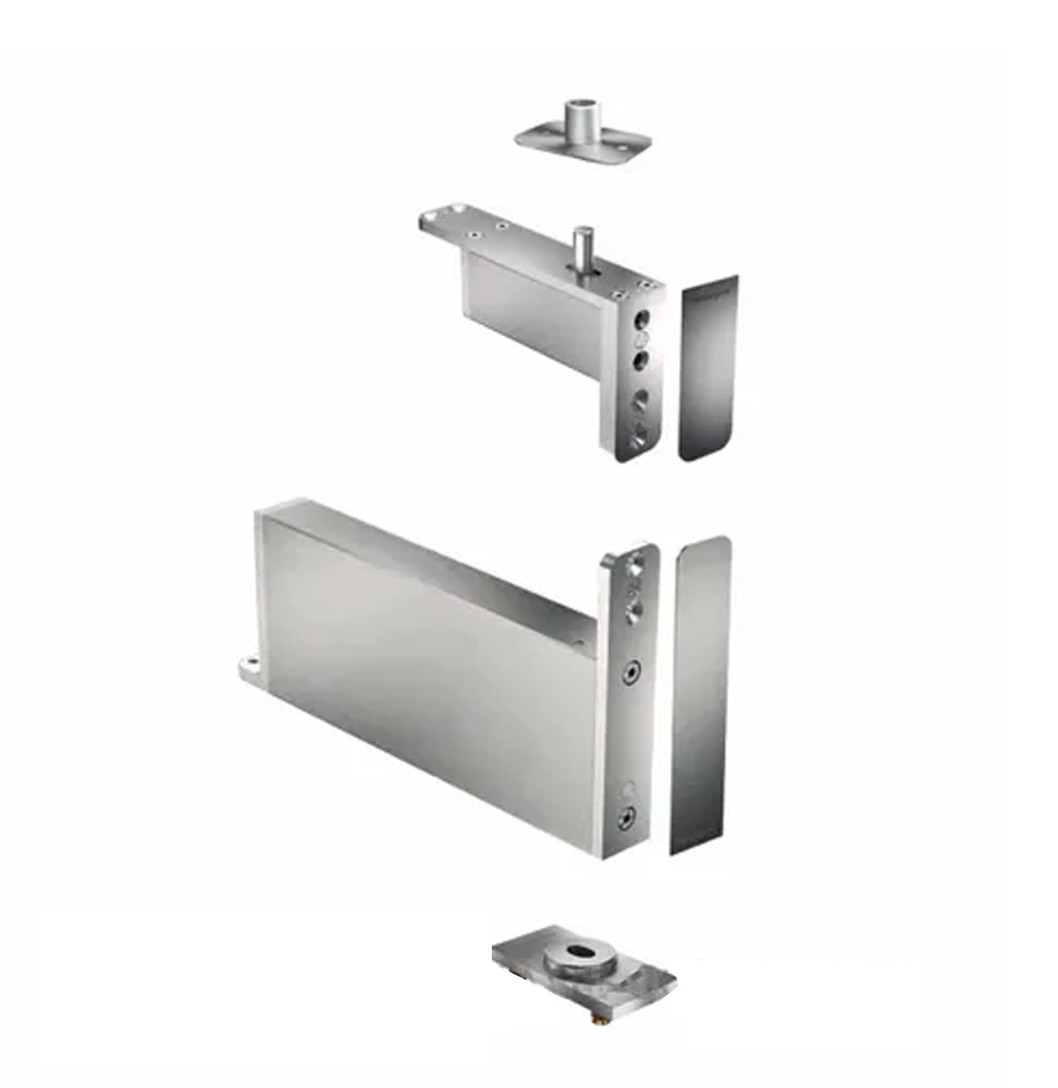 FritsJurgens Full Kit System MAA |40mm Min Pivot Point Flush Squared Floor Plate Satin Stainless Steel FJS/STM40AAFSSS
