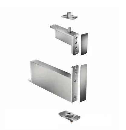FritsJurgens Full Kit System MAA |40mm Min Pivot Point Flush Squared Floor Plate Satin Stainless Steel FJS/STM40AAFSSS