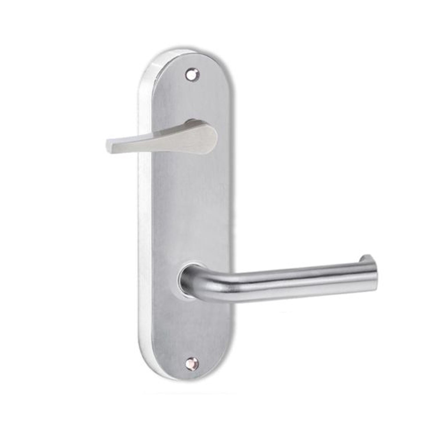 Lockwood Round End Plate With Disabled Turn & 102 Lever Right Hand Satin Chrome 2939/102RSC