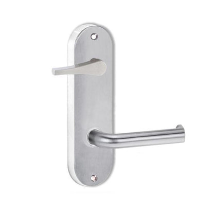 Lockwood Round End Plate With Disabled Turn & 102 Lever Right Hand Satin Chrome 2939/102RSC