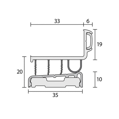 Raven RP123 Door Bottom Sweep Seal 826mm Clear Anodised A123C0826