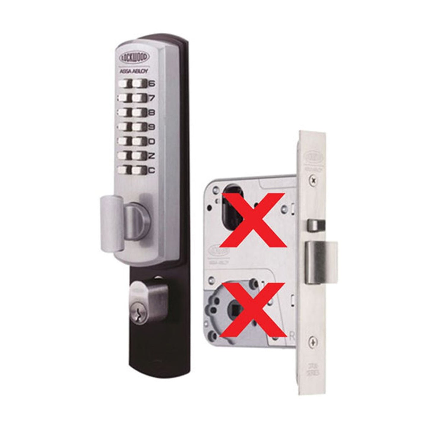 Lockwood 3772 DX Mechanical Digital Key Override Kit Satin Chrome 3772-DXKOKITSC | MORTICE LOCK SOLD SEPERATELY