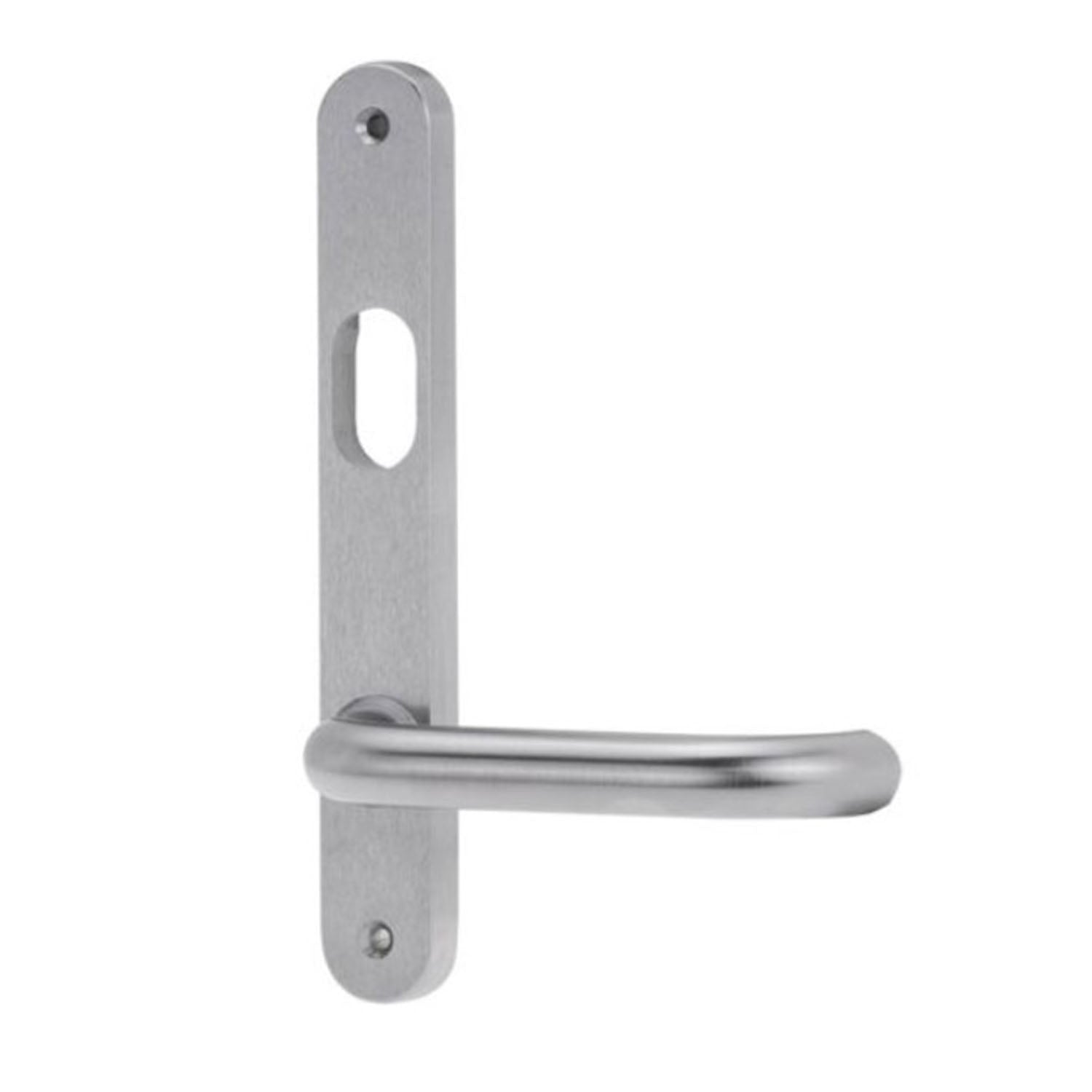 Lockwood 5708 Round End Plate With Cylinder Hole & Fixed 70 Lever Left Hand Satin Chrome 5708/70LSC