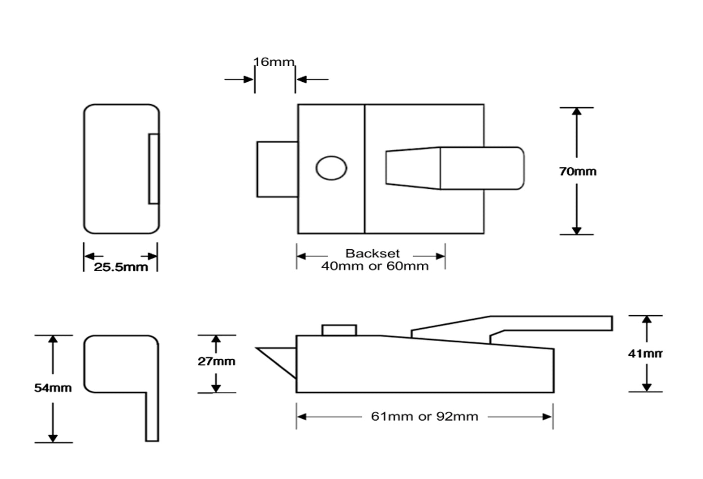 Asec Non-Deadlocking Nightlatch Case Only 60mm White AS12284