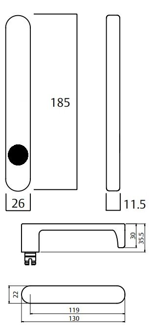 Lockwood 5805 Round End Plate With 166 Lever Satin Chrome 5805/166SC