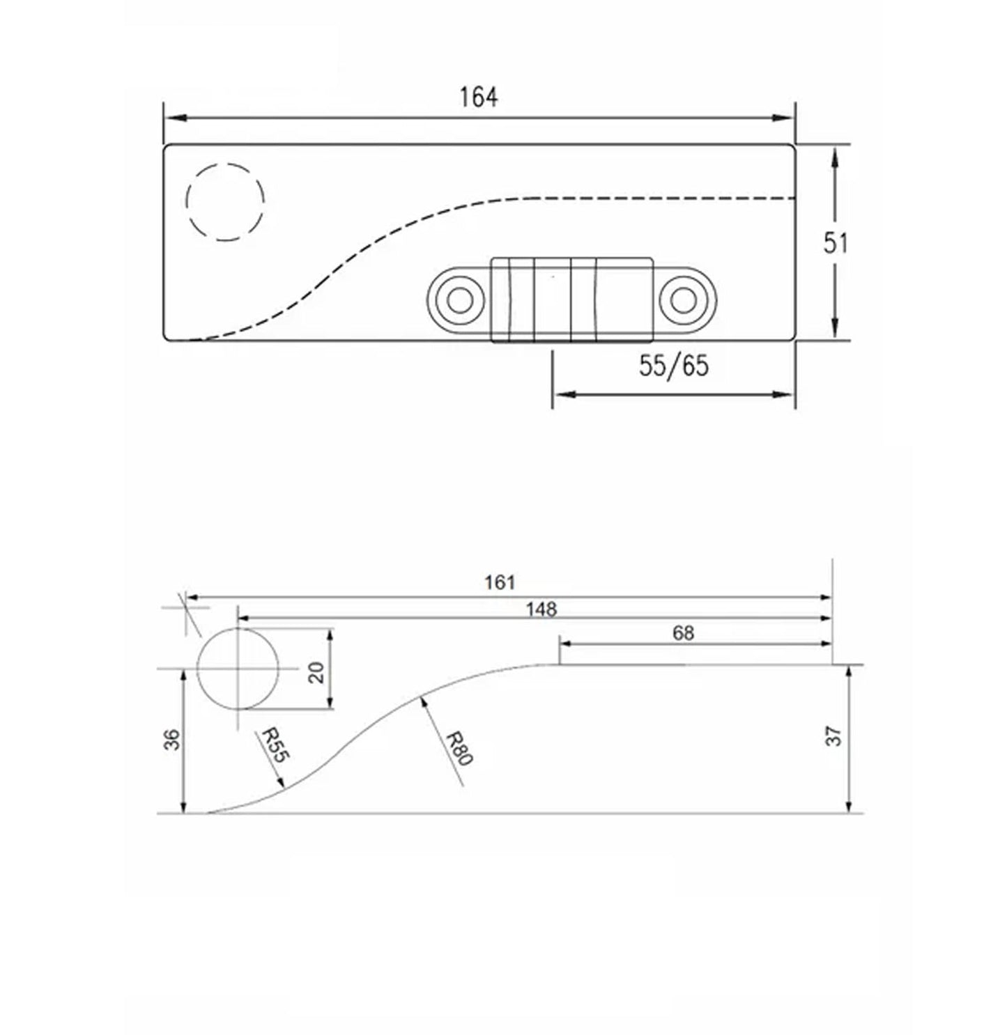 Dormakaba Bottom Patch Fitting UL PT10.V3.SSS Satin Stainless Steel 80350270099