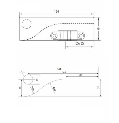 Dormakaba Bottom Patch Fitting UL PT10.V3.SSS Satin Stainless Steel 80350270099