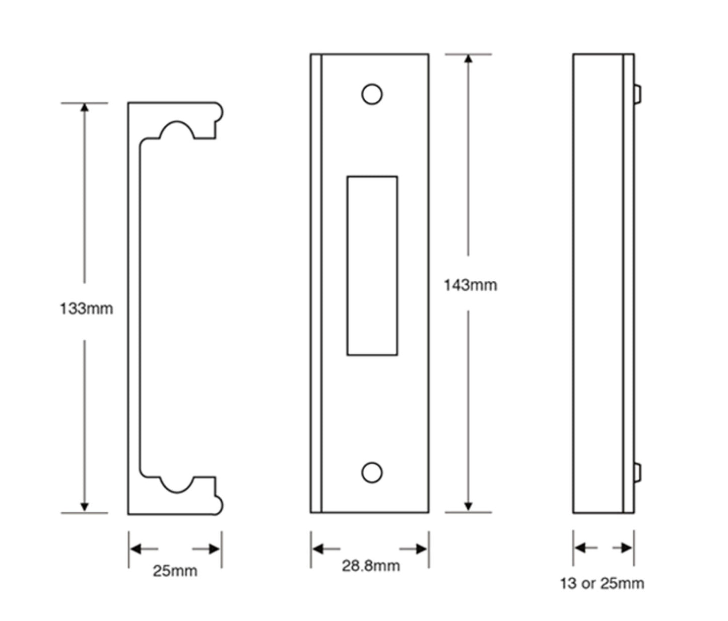 ASEC Rebate to Suit Asec Deadlocks 13mm - Available in Polished Brass and Satin Chrome