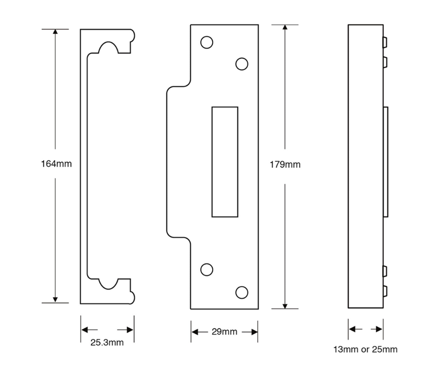 ASEC Rebate To Suit Asec Mortice Key Sashlocks 13mm - Available in Polished Brass and Satin Chrome
